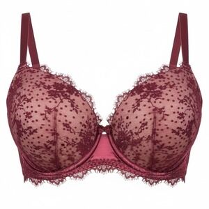 Victoria's Secret Dream Angels Lined Demi Bra Burgundy Lace 34DDD Coquette